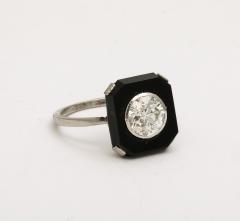 Art Deco 1 10 ct Diamond and Onyx Platinum Engagement Ring - 3535861