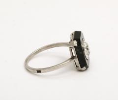 Art Deco 1 10 ct Diamond and Onyx Platinum Engagement Ring - 3535862