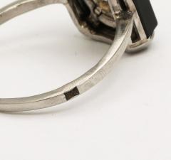 Art Deco 1 10 ct Diamond and Onyx Platinum Engagement Ring - 3535863