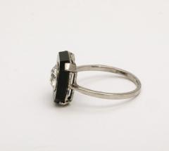 Art Deco 1 10 ct Diamond and Onyx Platinum Engagement Ring - 3535865