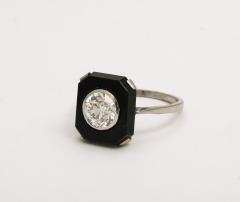 Art Deco 1 10 ct Diamond and Onyx Platinum Engagement Ring - 3535866