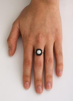 Art Deco 1 10 ct Diamond and Onyx Platinum Engagement Ring - 3535867