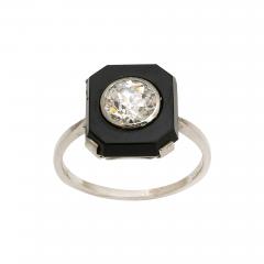 Art Deco 1 10 ct Diamond and Onyx Platinum Engagement Ring - 3539160
