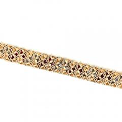 Art Deco 14K Gold Ruby and Diamond Bracelet Link Bracelet - 3601477