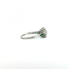 Art Deco 2 5 Carat Old Euro Cut Diamond Emerald Engagement Ring in Platinum - 3515259