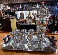 Art Deco 8 Piece Farberware Bubble Cocktail Shaker Set w Black and Red Handles - 3778834