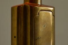 Art Deco Accent Table Lamp in Patinated Brass with Raffia Shade 1940s - 4394977