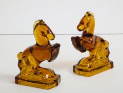Art Deco Amber Glass Horse Bookends - 1241137