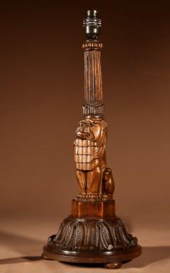 Art Deco Amsterdam School Carved wooden Table Lamp  - 3547103