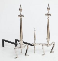 Art Deco Andirons with Fluted Finials - 981675