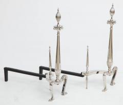 Art Deco Andirons with Fluted Finials - 981676