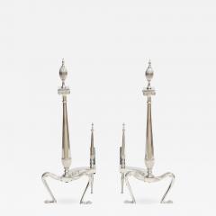 Art Deco Andirons with Fluted Finials - 983195