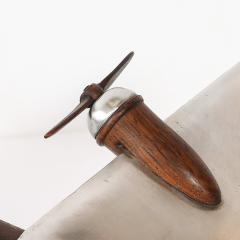 Art Deco Anthoine Art Bois Carved Wood and Metal Seaplane Model on Stand - 4744949