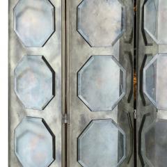 Art Deco Antiqued Octagon Paneled Motif Smoked Mirror Screen with Silvered Back - 4231244