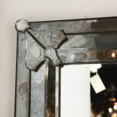 Art Deco Antiqued Rectangular Wall Mirror with Sculptural Appliques - 1733143