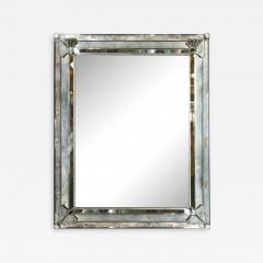 Art Deco Antiqued Rectangular Wall Mirror with Sculptural Appliques - 1734215