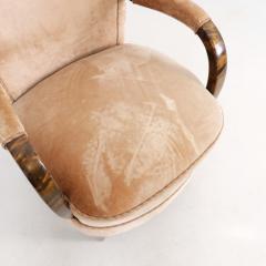 Art Deco Armchair in Curly Flaming Birch and Peach Velvet Finland 1930s - 4588075