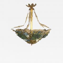 Art Deco Art Glass Brass Chandelier - 2150088