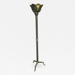 Art Deco Awesome Rarest Patinated Wrought Iron Floor Lamp - 414387