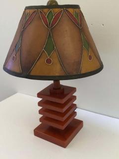 Art Deco Bakelite Catalin and Hand Decorated Shade Lamp - 1570929