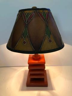 Art Deco Bakelite Catalin and Hand Decorated Shade Lamp - 1570931