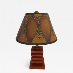 Art Deco Bakelite Catalin and Hand Decorated Shade Lamp - 1573836