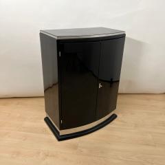Art Deco Bar Cabinet Black Lacquer Maple Metal Trims France circa 1930 - 4229454
