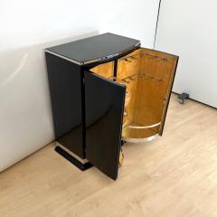 Art Deco Bar Cabinet Black Lacquer Maple Metal Trims France circa 1930 - 4229455