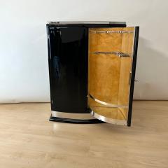 Art Deco Bar Cabinet Black Lacquer Maple Metal Trims France circa 1930 - 4229456