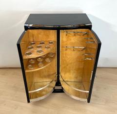 Art Deco Bar Cabinet Black Lacquer Maple Metal Trims France circa 1930 - 4229457