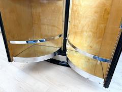 Art Deco Bar Cabinet Black Lacquer Maple Metal Trims France circa 1930 - 4229460
