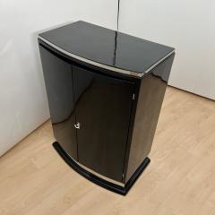 Art Deco Bar Cabinet Black Lacquer Maple Metal Trims France circa 1930 - 4229462