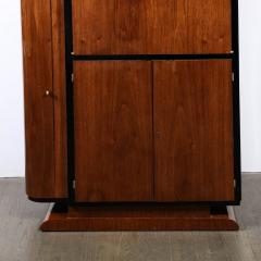 Art Deco Bar Cabinet in Book Matched Walnut with Black Lacquer Accents - 3352450