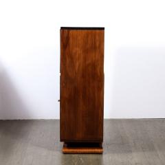 Art Deco Bar Cabinet in Book Matched Walnut with Black Lacquer Accents - 3352464