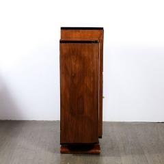 Art Deco Bar Cabinet in Book Matched Walnut with Black Lacquer Accents - 3352466