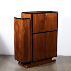 Art Deco Bar Cabinet in Book Matched Walnut with Black Lacquer Accents - 3352467