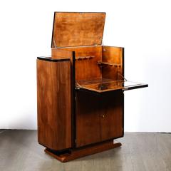 Art Deco Bar Cabinet in Book Matched Walnut with Black Lacquer Accents - 3352468