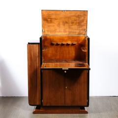 Art Deco Bar Cabinet in Book Matched Walnut with Black Lacquer Accents - 3352499
