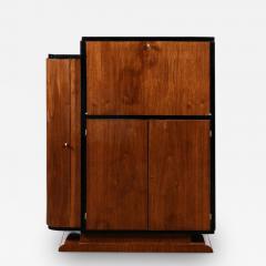 Art Deco Bar Cabinet in Book Matched Walnut with Black Lacquer Accents - 3359990
