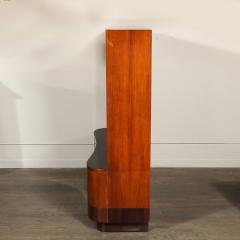 Art Deco Bar Cabinet in Bookmatched Walnut Burled Elm w Black Lacquer Accents - 4265805