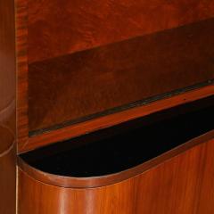 Art Deco Bar Cabinet in Bookmatched Walnut Burled Elm w Black Lacquer Accents - 4265806