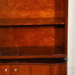 Art Deco Bar Cabinet in Bookmatched Walnut Burled Elm w Black Lacquer Accents - 4265811