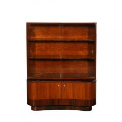 Art Deco Bar Cabinet in Bookmatched Walnut Burled Elm w Black Lacquer Accents - 4265813