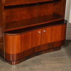 Art Deco Bar Cabinet in Bookmatched Walnut Burled Elm w Black Lacquer Accents - 4265821