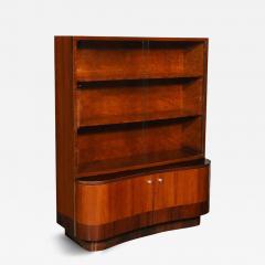 Art Deco Bar Cabinet in Bookmatched Walnut Burled Elm w Black Lacquer Accents - 4267176
