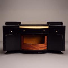 Art Deco Bar Cabinet in High Gloss Piano Black with Brass Hardware Gold Leaf - 4745691