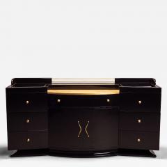 Art Deco Bar Cabinet in High Gloss Piano Black with Brass Hardware Gold Leaf - 4745988