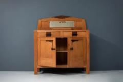 Art Deco Bar Cabinet in Solid Oak and Coromandel 1930s - 3653895