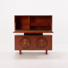 Art Deco Bar Cabinet with Inlaid Mythological Figures by Andrew Szoeke - 3596229