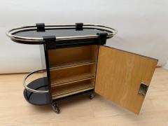 Art Deco Bar Cart Black Lacquer Chrome Maple France circa 1930 - 4802953